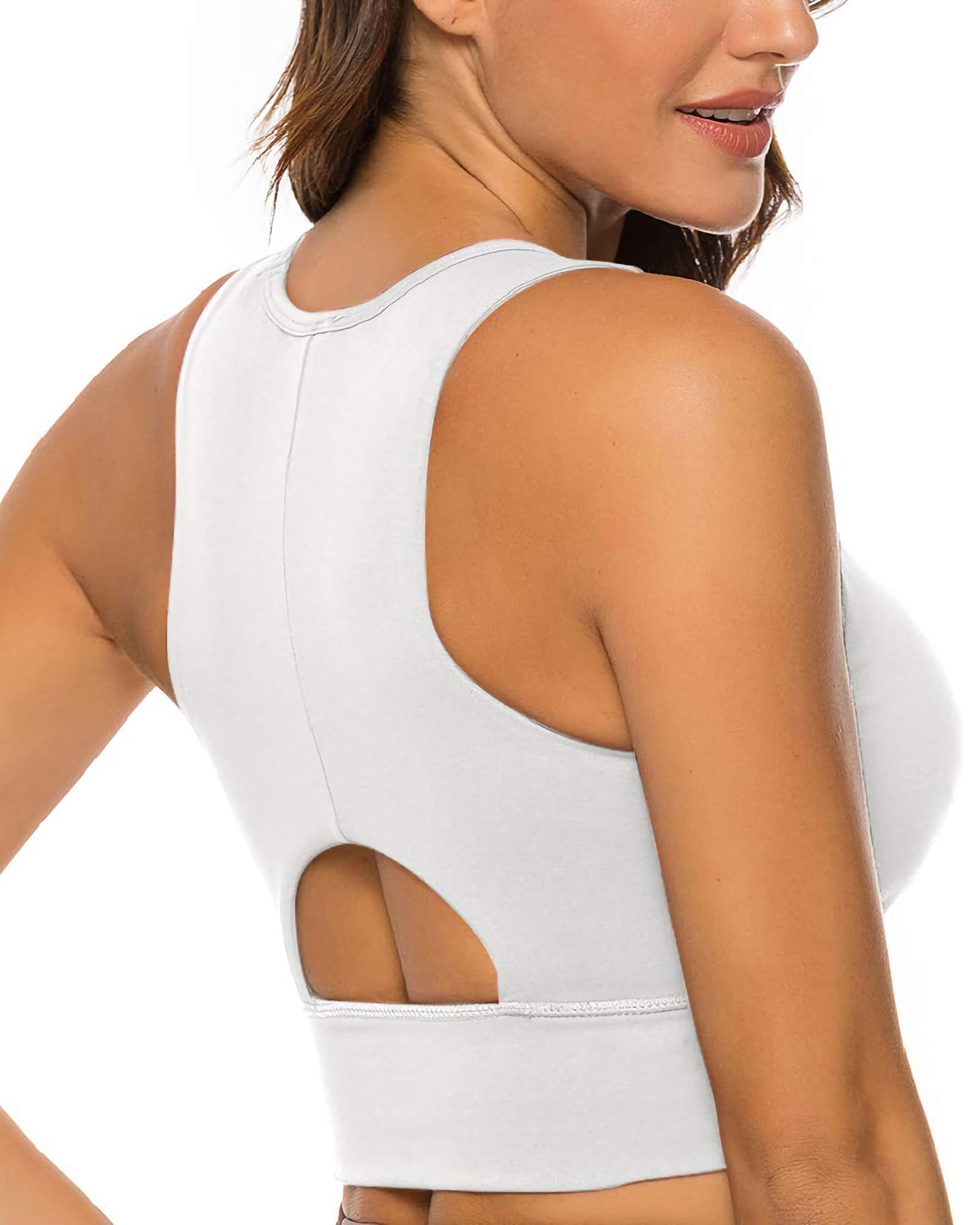 nine bull Sports Bras for Women High Impact Sports Bra - Removable Padded Yoga Racerback Bra Workout Crop Tops White