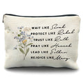 Likjad Christian Gifts for Women - Christian Makeup Cosmetic Bags for Women Women of the Bible Floral Makeup Bag for Purse Bible Verse Gifts Gifts for Christian Women