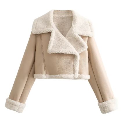 Chic Women's Fur-Collared Jacket