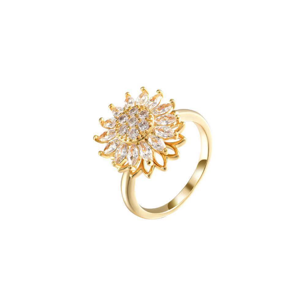 Rotating Sunflower Ring for Anxiety Relief