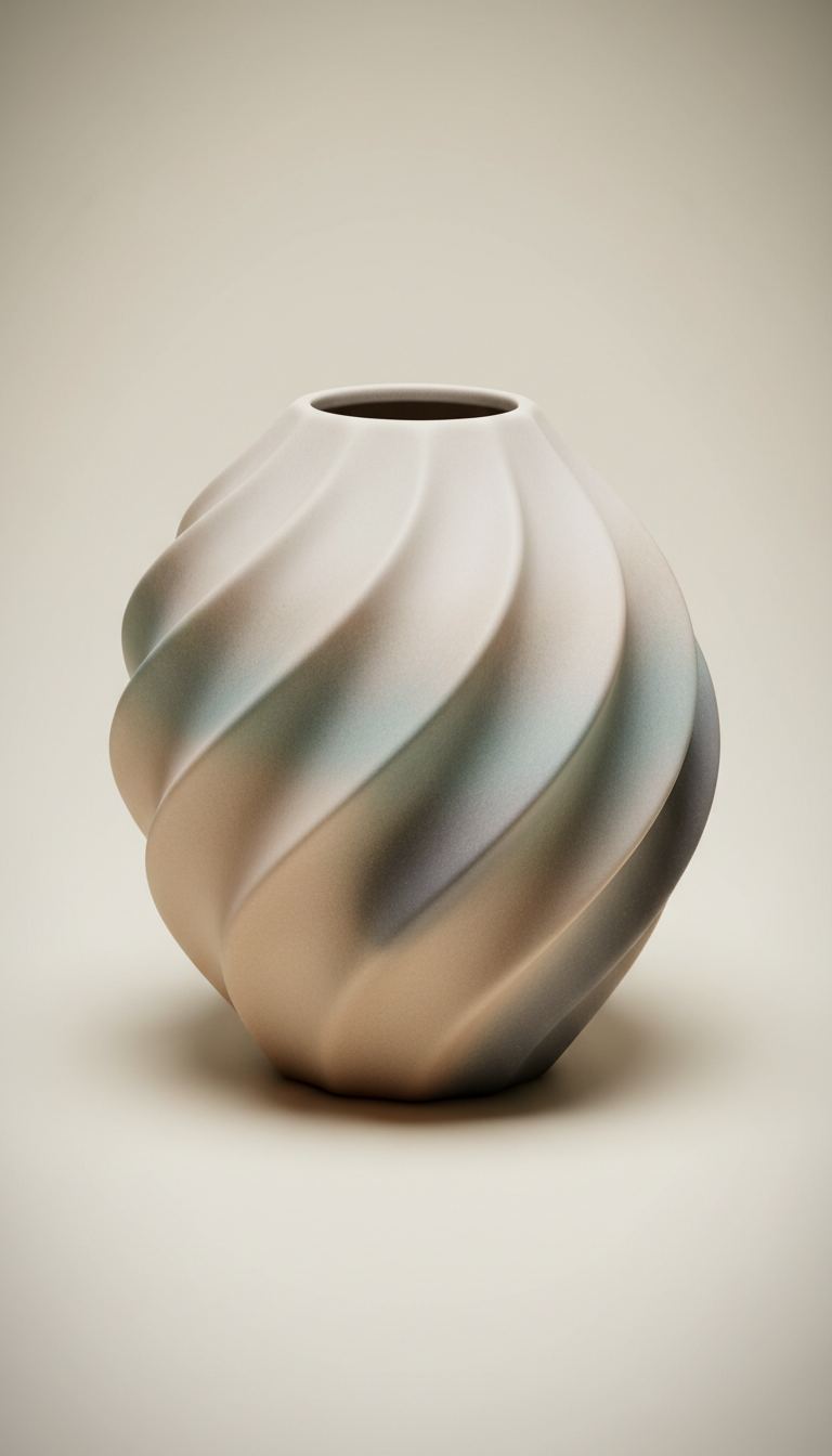 Ceramic Ripple Vase With Sculpted Texture