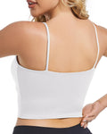 HHUQ Workout Tops for WomenLongline Padded Medium Support Sports Bras Tank Top for Running Yoga Fitness White