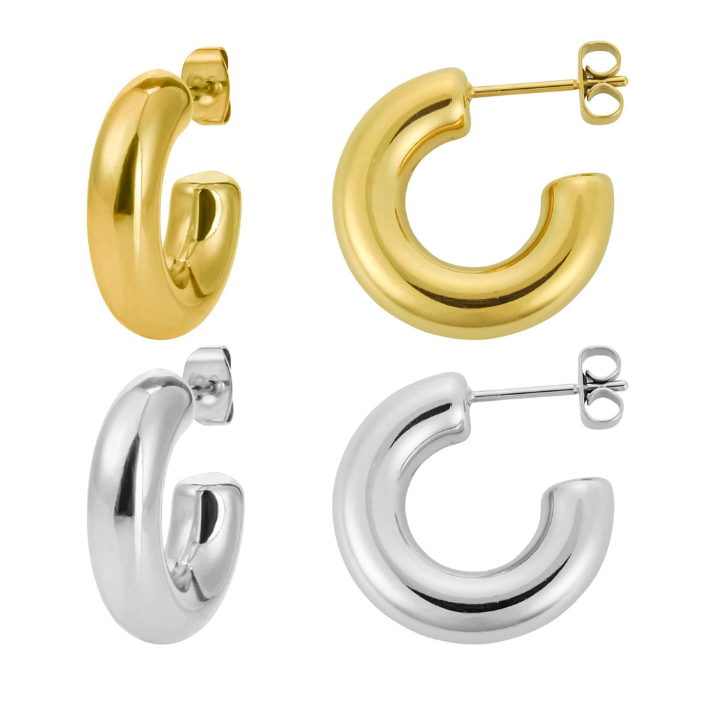 Earrings for Women 14K Gold Hoop Earrings for Women & Silver Hoop Earrings for Women Hypoallergenic Earrings Set for Women Gifts for Christmas Birthday Party