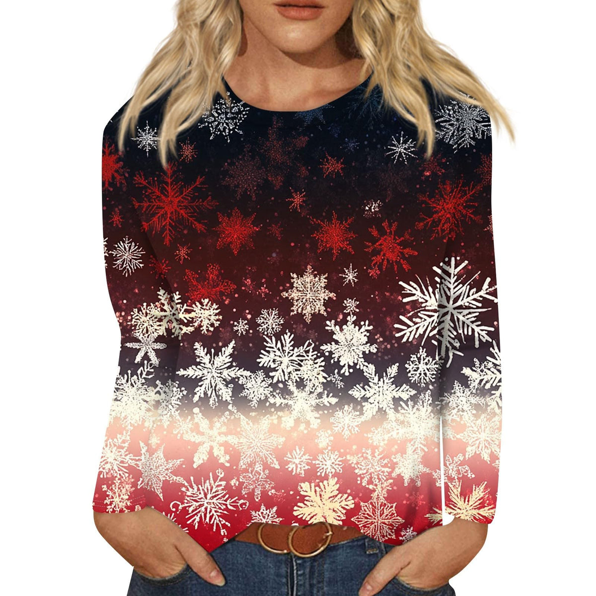 Holiday Fashion Tops Women Red 3XL