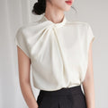 Chic Pleated Stand Collar Shirt