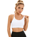 YUDESEN Sports Bra for WomenY Cross Back Padded Strappy Sports Bras Medium Support Workout Yoga Bra with Removable Cups White