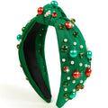 Christmas Headbands Christmas Hair Accessories Christmas Outfits Christmas Knotted Headbands with Pearls Rhinestones Holiday Head Band Festive Headpieces Christmas Gifts