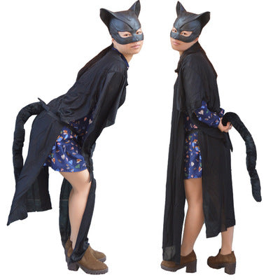 Halloween Catwoman Costume with Mask and Tail