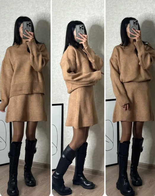 Chic Knit Skirt Set