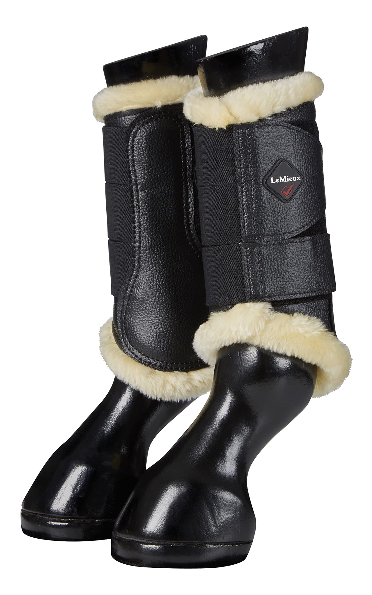 LeMieux Fleece Edged Mesh Brushing Horse Boots - Protective Gear and Training Equipment - Equine Boots Wraps & Accessories (Black Natural - Medium)
