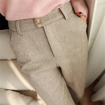 Herringbone Woolen Slacks for Women