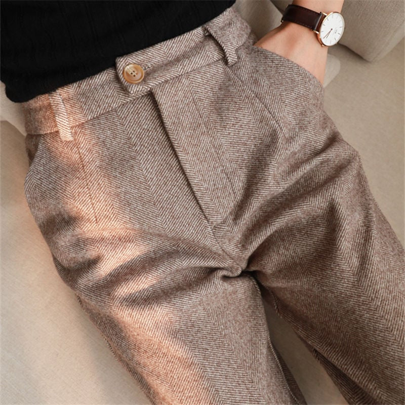Herringbone Woolen Slacks for Women