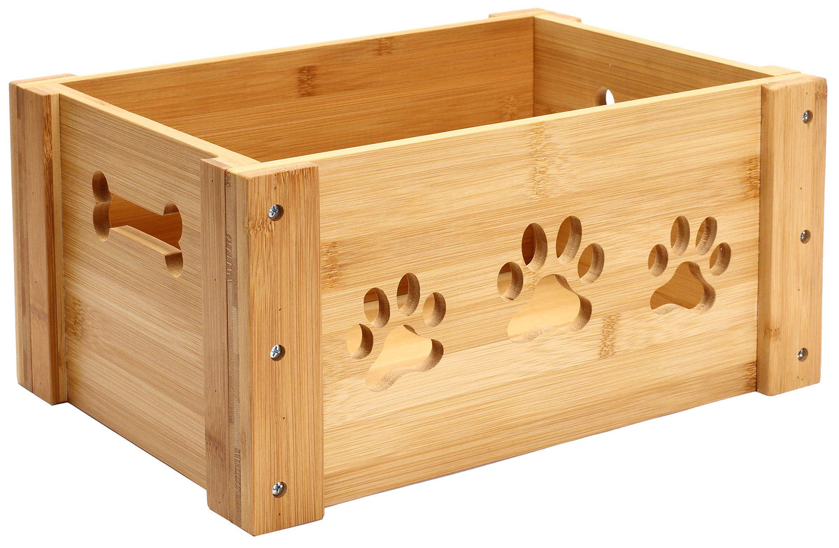 babepet wooden dog toy box pet Food Box wooden storage crates，suitable for storing cat and dog toys dog clothes pet snacks and pet supplies-Natural