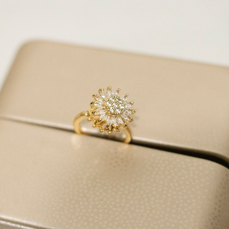 Rotating Sunflower Ring for Anxiety Relief