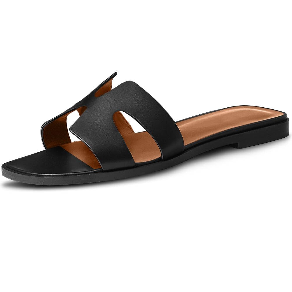 BUMIZZU Womens Flat Sandals - Slimming Summer Slides