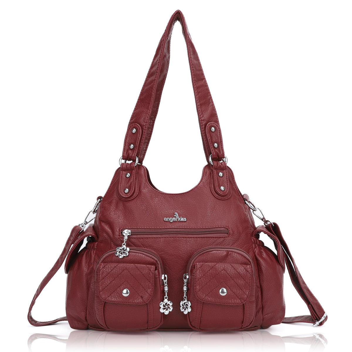 Red Charm Shoulder Hobo Handbag