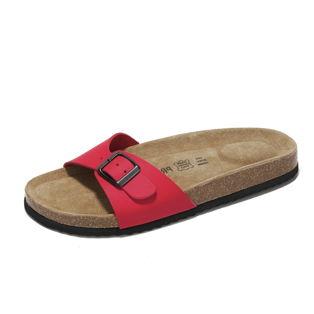 Project Cloud Genuine Leather Womens Sandals - Memory Foam Beach Essentials Slippers for Women & Slide for Women Footwear - flip flops for women Sandals for Women 2024 (Bahama Red 5)