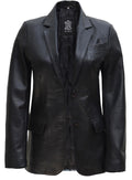 Lux Lambskin Leather Blazer for Women - Black XL