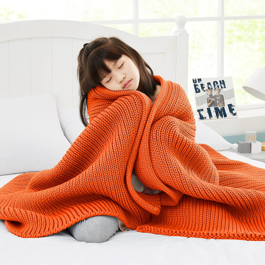 Orange Knit Comfort Throw 50"x60" 7lb