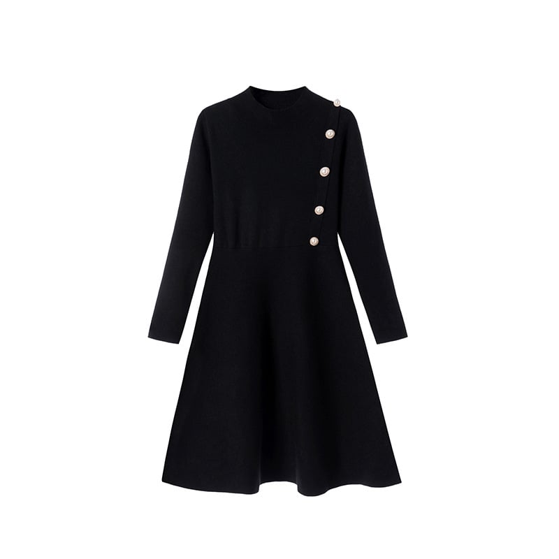 Elegant A-Line Knitted Dress