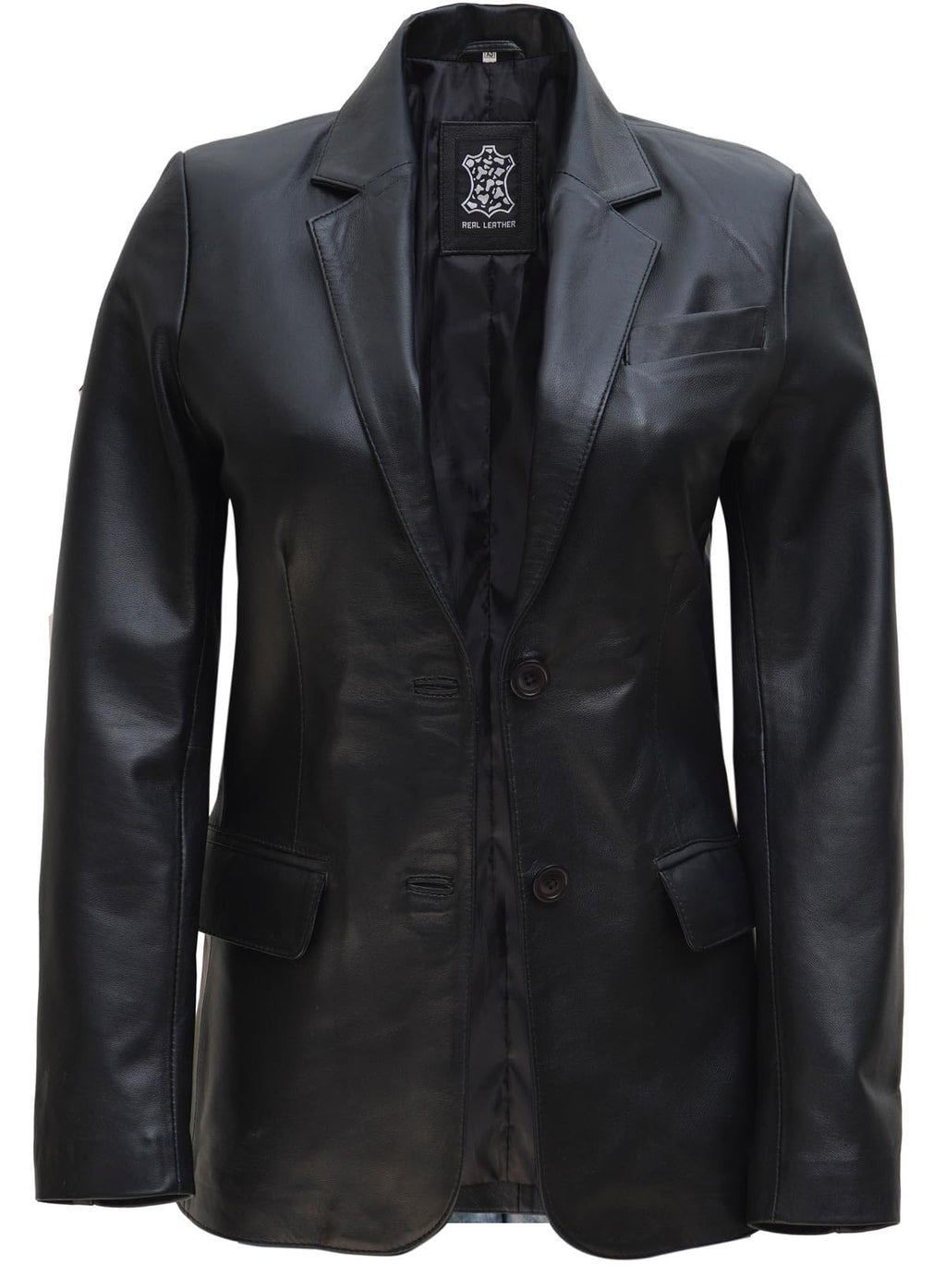 Lux Lambskin Leather Blazer for Women - Black XL