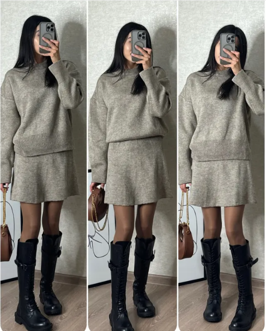 Chic Knit Skirt Set