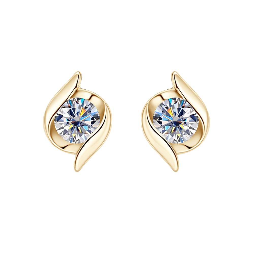 Gold Moissanite Stud Earrings
