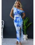 Asymmetrical Neckline Fishtail Dress