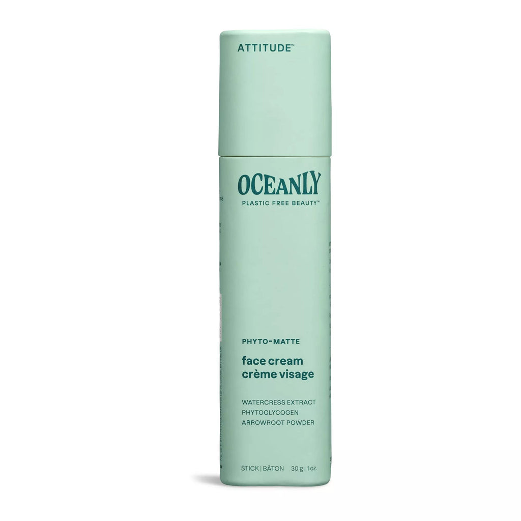 ATTITUDE Oceanly Face Cream Stick EWG Verified Plastic-free Plant and Mineral-Based Ingredients Vegan and Cruelty-free Beauty Products PHYTO MATTE Unscented 1 Ounce