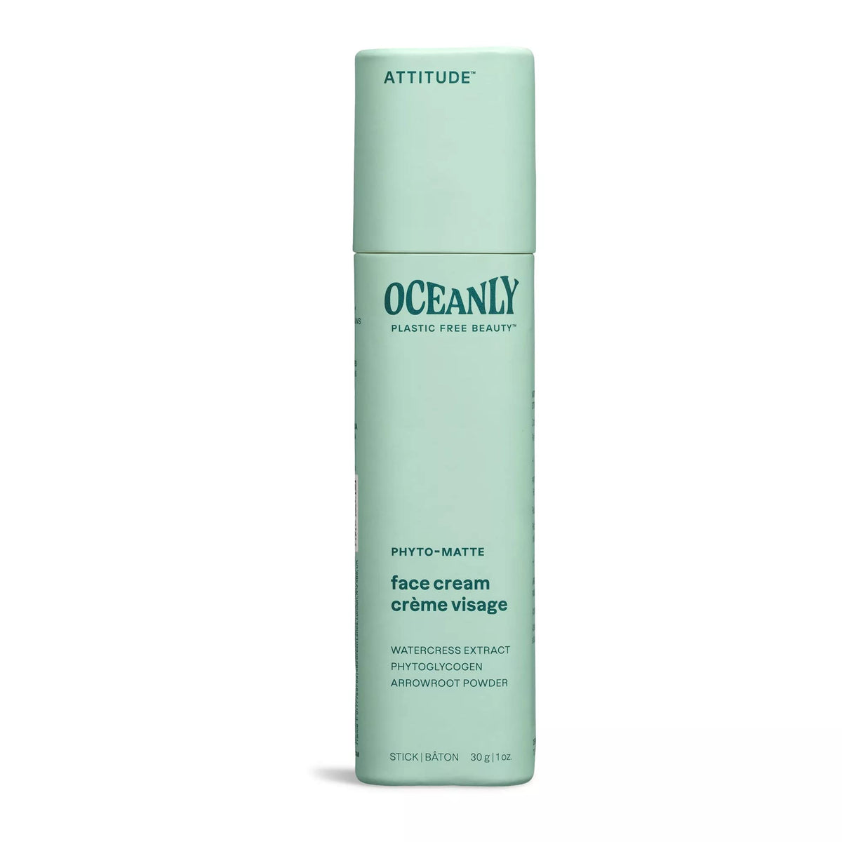 ATTITUDE Oceanly Face Cream Stick EWG Verified Plastic-free Plant and Mineral-Based Ingredients Vegan and Cruelty-free Beauty Products PHYTO MATTE Unscented 1 Ounce