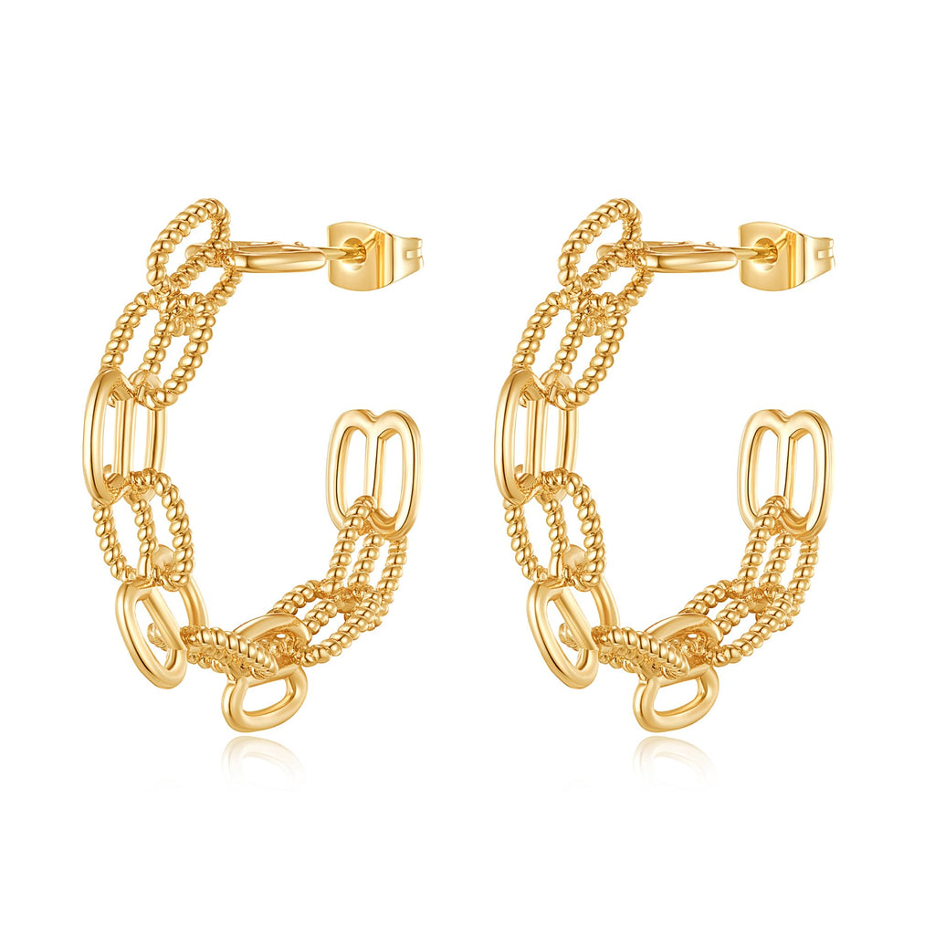 14K Gold Plated Women's Hoop Earrings