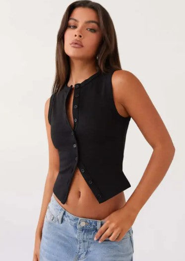Chic Sleeveless Tailored Vest