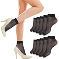 Tyqour 10-Pack Women's Sheer Nylon Ankle Socks - Black
