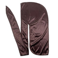 RAGBYB Men Silk Durag Long Straps Bandanas for Men Headwear Waves Cap (Brown)