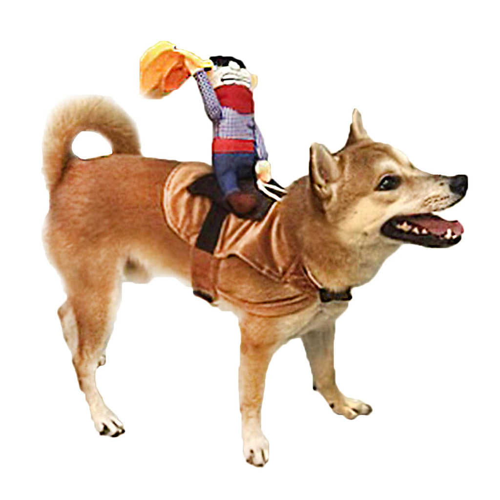 SEIS Pet Riding Costume Novelty Pet Supplies Cowboy Rider Horse Riding Designed Dog Apparel Party Dressing up Clothing Halloween (M)