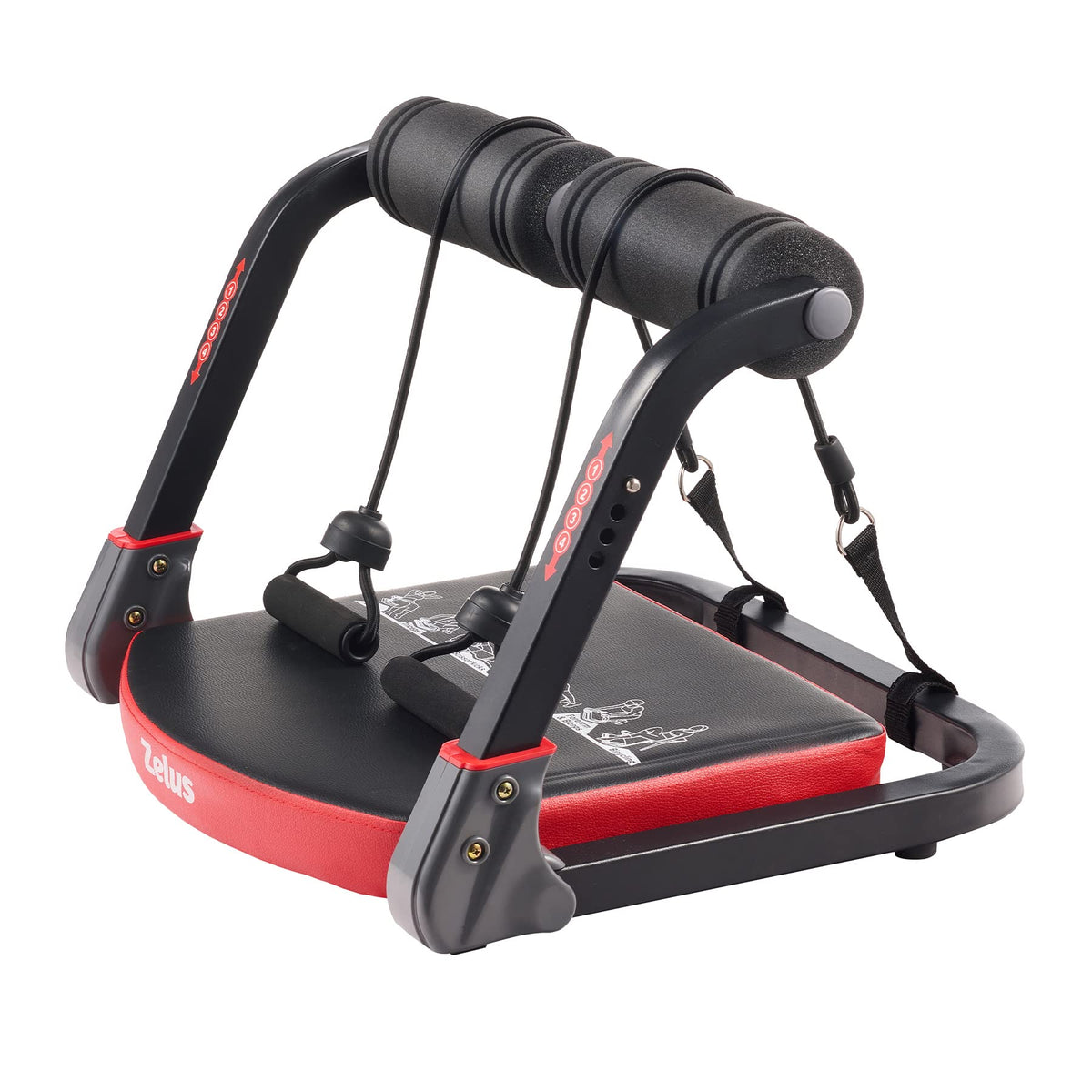 ZELUS Ab Machine with Resistance Bands for Home Gym 2 in 1 Ab Workout Equipment with Rebound Assist 4 Intensities Core Strength Trainer Whole Body Exercise Fitness Equipment for Home Workouts