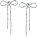 Sparkly Silver Bow Stud Earrings
