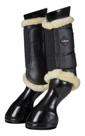 LeMieux Fleece Edged Mesh Brushing Horse Boots - Protective Gear and Training Equipment - Equine Boots Wraps & Accessories (Black Natural - Medium)