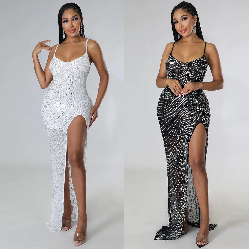Glam Rhinestone Swing Dress