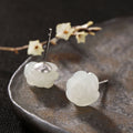 S925 Silver Jade Rose Stud Earrings