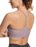 MathCat Y Back Sports Bra for Women Padded Racerback Sports Bra Tank Top Spaghetti Thin Strap Workout Yoga Bra Grey Purple