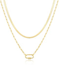 Jewlpire Dainty Gold Necklace for Women 14k Plated Gold Layered Necklaces for Women Trendy Herringbone Chain Paperclip Chain Necklaces for Women Stackable Necklaces for Women
