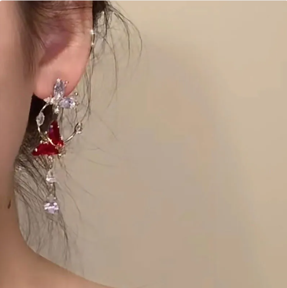 Chic Red Butterfly Drop Earrings