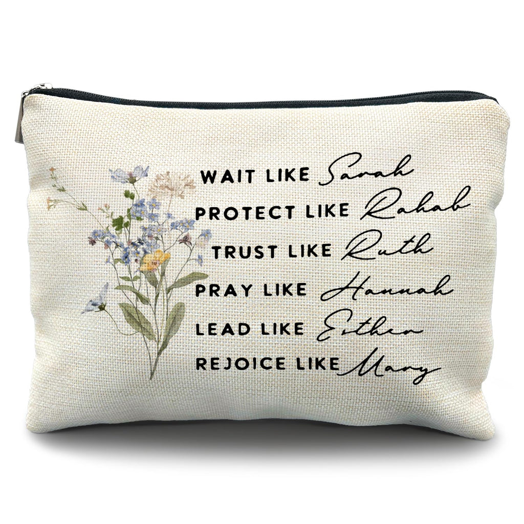 Likjad Christian Gifts for Women - Christian Makeup Cosmetic Bags for Women Women of the Bible Floral Makeup Bag for Purse Bible Verse Gifts Gifts for Christian Women